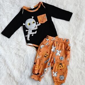 Halloween Mummy Pumpkins Baby 2pc Set